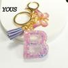 Key Holder For Backpack Purple Series Keychain Pendant, Sequins Star Initial Letter Charm Chain with Butterfly Tassel Design, A-Z for Bag