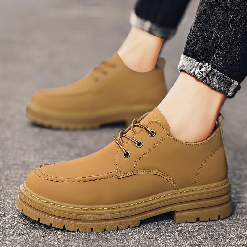 Man Casual Shoe Outdoor Thick Sole Round Toe Leather Shoes for Men Platform High Quality Fashion Footwear Offer Comfortable 2025