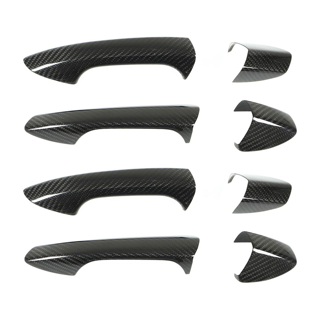 4pcs Exterior Door Handle Cover with Cap Carbon Fiber Replacement for Mercedes?Benz W204 W212 W218