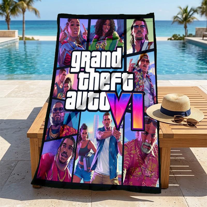 Gta Vi Copertina Elegante Stampa Digitale Telo da Spiaggia Asciugatura Rapida Assorbente Coperta per Spiaggia Piscina Palestra Viaggio Regalo di Natale C9211635