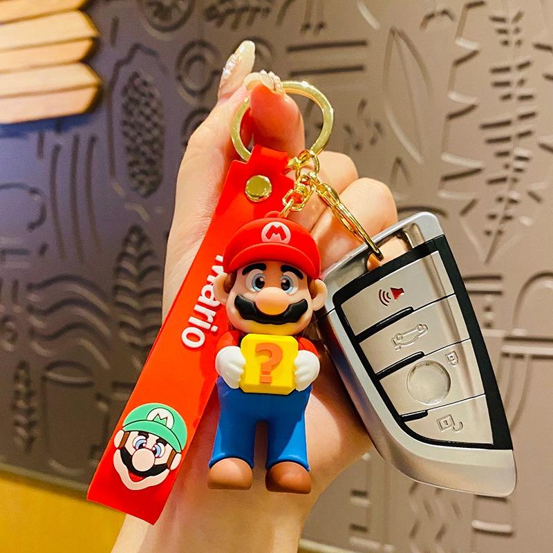 Cute Cartoon Super Mario Keychain Creative Pvc Car Pendant Wholesale Gift
