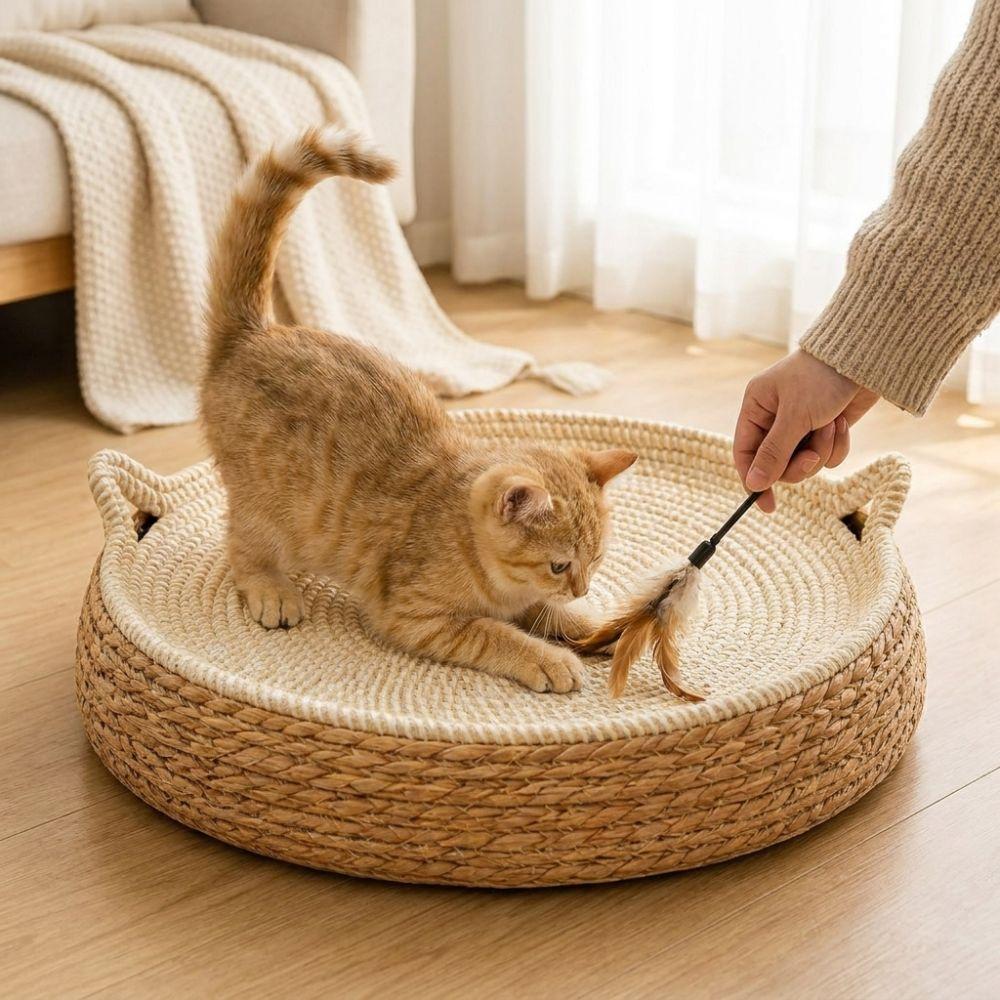 Wear-Resistant Large Woven Cat Bed Cotton Rope Pet Sofa Bed Cat Scratching Board  Pet Supplies