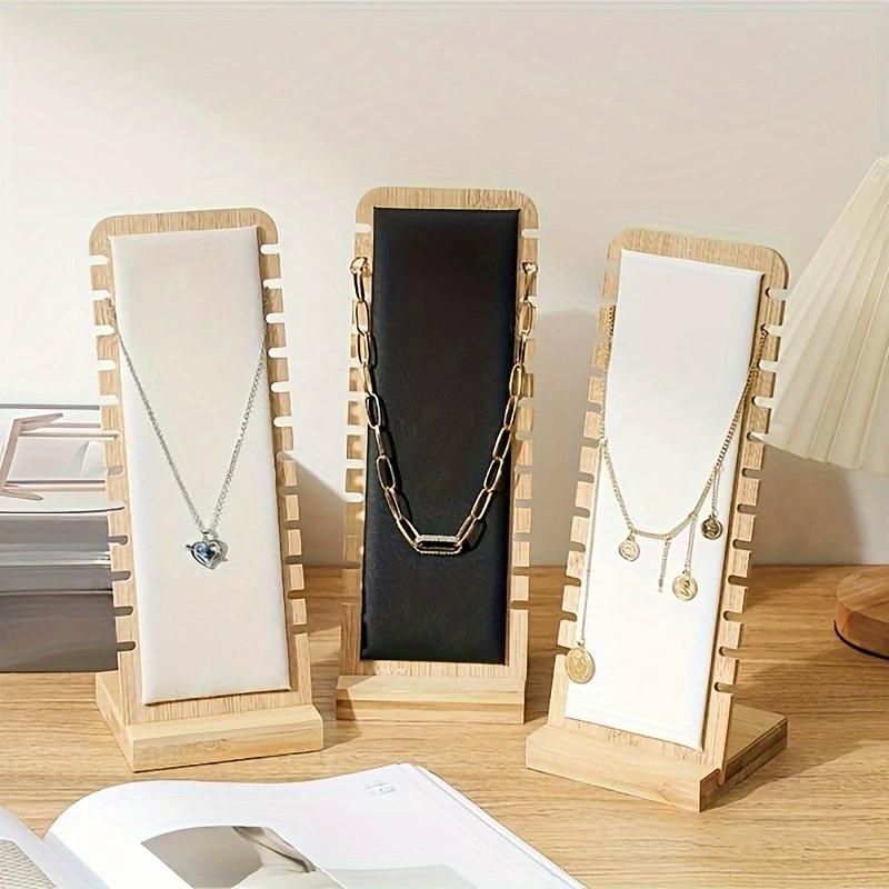 Módní dřevěný stojan na náhrdelníky s velkou kapacitou, stojan na přívěsky, náramky, kotníky, dlouhé řetízky, šperky, úložný stojan, pultový vitrínový rekvizita