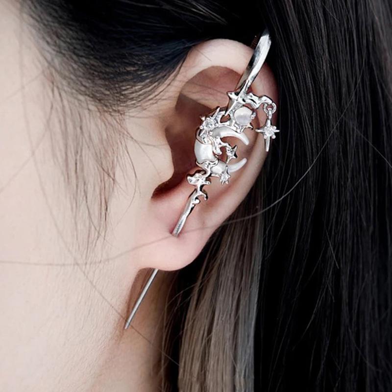 Temperament Geometric Four-Pointed Star Earrings Metal Piercing Ear Bridge Handmade Lightweight Pendants  Jewelry
