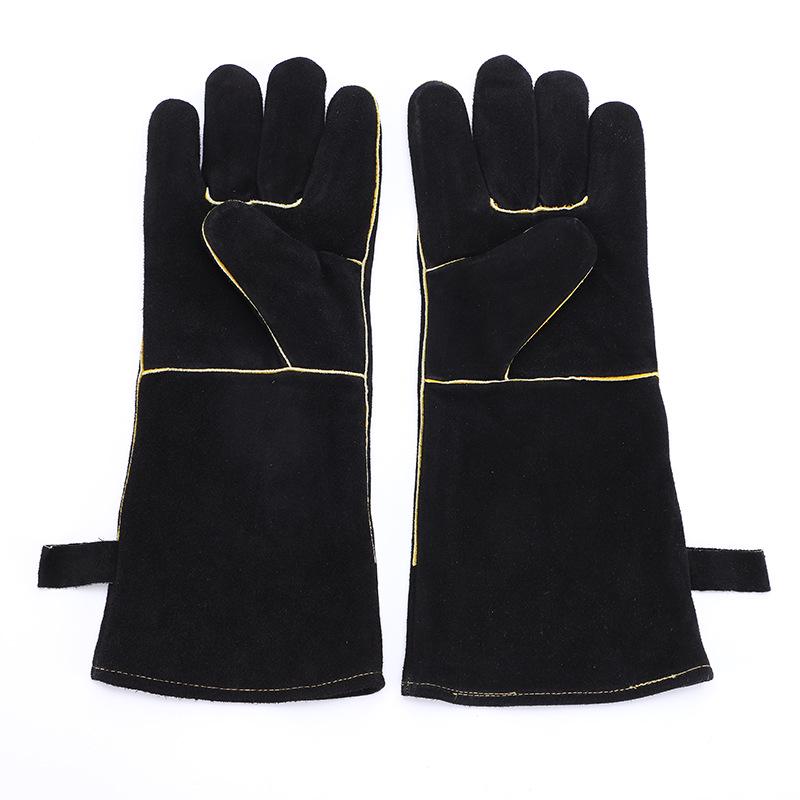 Wear-Resistant Cowhide Welding Gloves: Heat-Resistant, Anti-Scald, Thickened for BBQ and Welder Protection