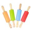 4PCS Mini Rolling Pin Wooden Handle Non‑Stick Silicone Rolling Pins for Home Kitchen Children Baking Tool