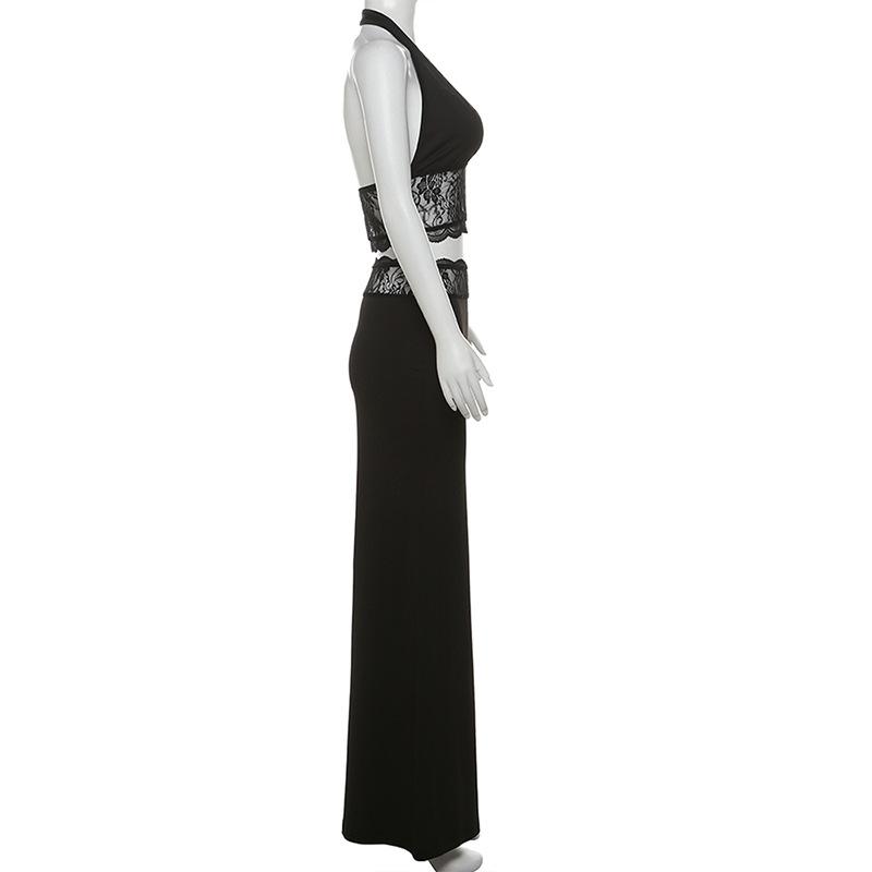 Damen Neue Sommer Mode Sexy Neckholder Rückenfreies Camisole Hohe Taille Spitze Rock Anzug