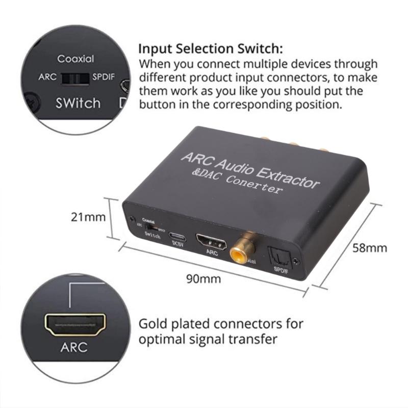 High Fidelitys Sound Converters With HDTV ARCs SPDIF Coaxials Input To Analogs L/R Stereo Output Universal Compatibility For Home Theater