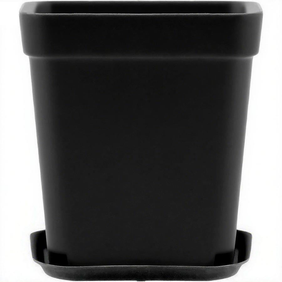 10pcs 7cm Black Square Flower Plant Pots with Tray Succulent Plant Nursery Pot Home Office Desktop Gardening Balcony Decor