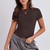 Kvinner Kortermet Soild Sexy Søt Tee Slim Fit Tight Crop-Top T-skjorte