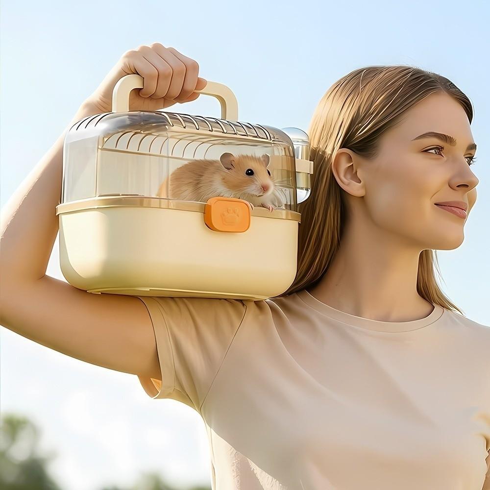 Multipurpose Handheld Hamster Cage Ventilated Escape Proof Pet Carrier Transparent Breathable Pet Travel Case Home Travel