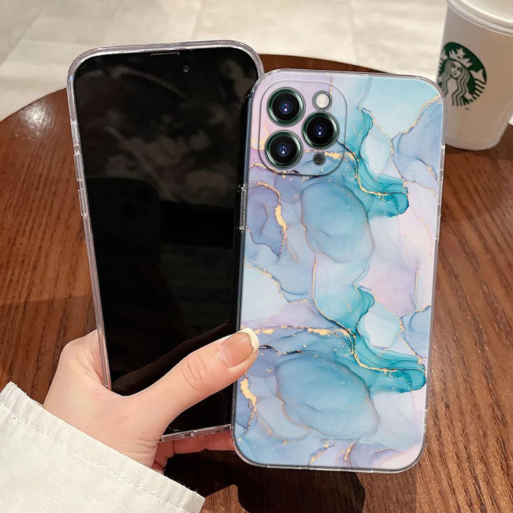 Watercolor Abstract Marble Pattern Case For Apple iPhone 17 16 15 14 13 12 11 Pro Max 16 Plus 16E 17Air 17Pro Phone Cover Funda