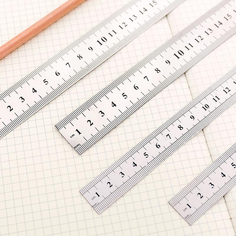 Metal Ruler Stainless Steel Straight Ruler 15/20/30cm Student Rulers Precision Double Sided Measuring Tool For Woodworking Draw