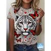 Daily Breathable Animal Print Top Women's Versatile Short-sleeved Fashion Loose T-shirt Comfortable T-Shirts Women’s