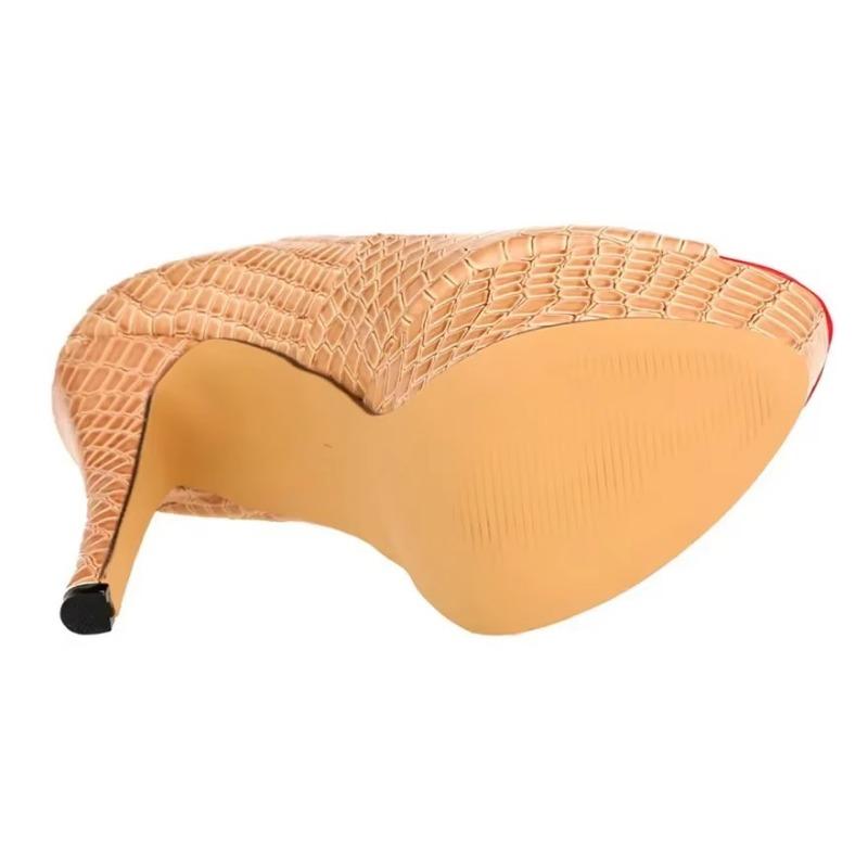 Kobiety Seksowne Czółenka Buty Peep Toe Platforma Wysokie Obcasy Nowe 14cm Wzór Krokodyla Płytkie Impreza Sukienka Do Pracy Damskie Czerwone Buty Ślubne