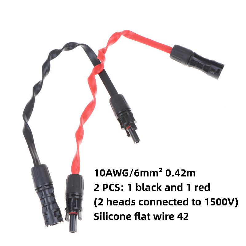 Flexible Flat Solar Panel Extension Cable 12AWG 10AWG Secure Connector for Outdoor Garden Power Station