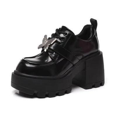 Women's Thick Bottom Hidden Heel Slip-On Shoes Soft Bottom Platform Casual Loafers Trendy Black Comfortable Silk Surface