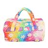 Quilted Duffle Bag Polyester Retro Floral Style Weekender Travel Bag for Picnic Camping Music Festivals Fitness Trips