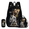 Zaino Sportivo Calcio Set 3 Pezzi Ronaldo Zaino Scolastico Imparare, Borsette da Viaggio per Matite, Borsa Pranzo, Zaino Stella del Calcio
