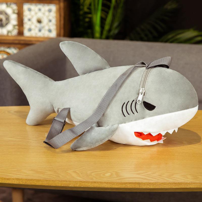 Cute Cartoon Simulation Shark Plush Backpack Soft Stuffed Shark Doll Toys Kawaii Plush Knapsack For Kid Birthday Gifts