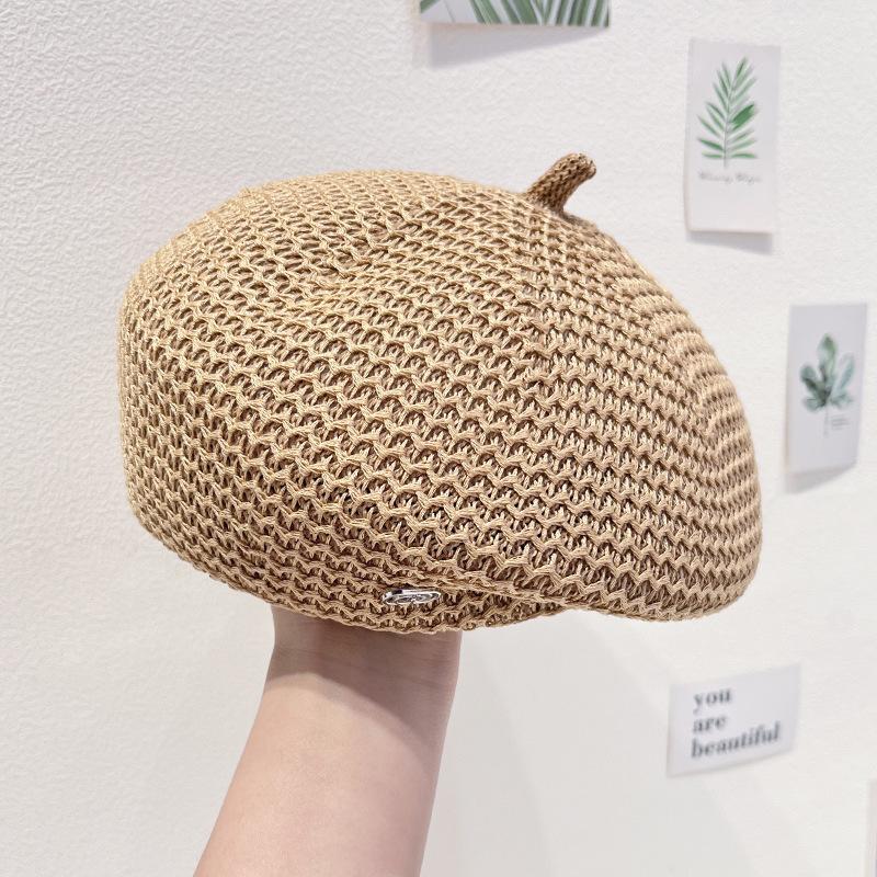 New Spring and Summer Black Temperament Elegant Painter Hat Female Face Small Versatile Breathable Thin Beret