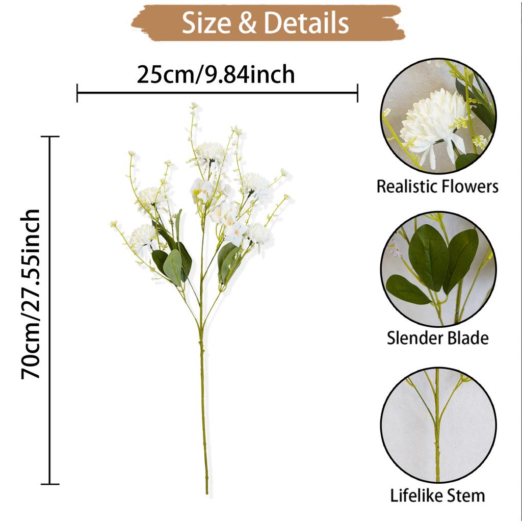 Simulation Flower 5 Pronged Spherical Chrysanthemum, Artificial Simulation Green Plant Wedding Wedding Hall Floor Arrangement Flower Silk Flower