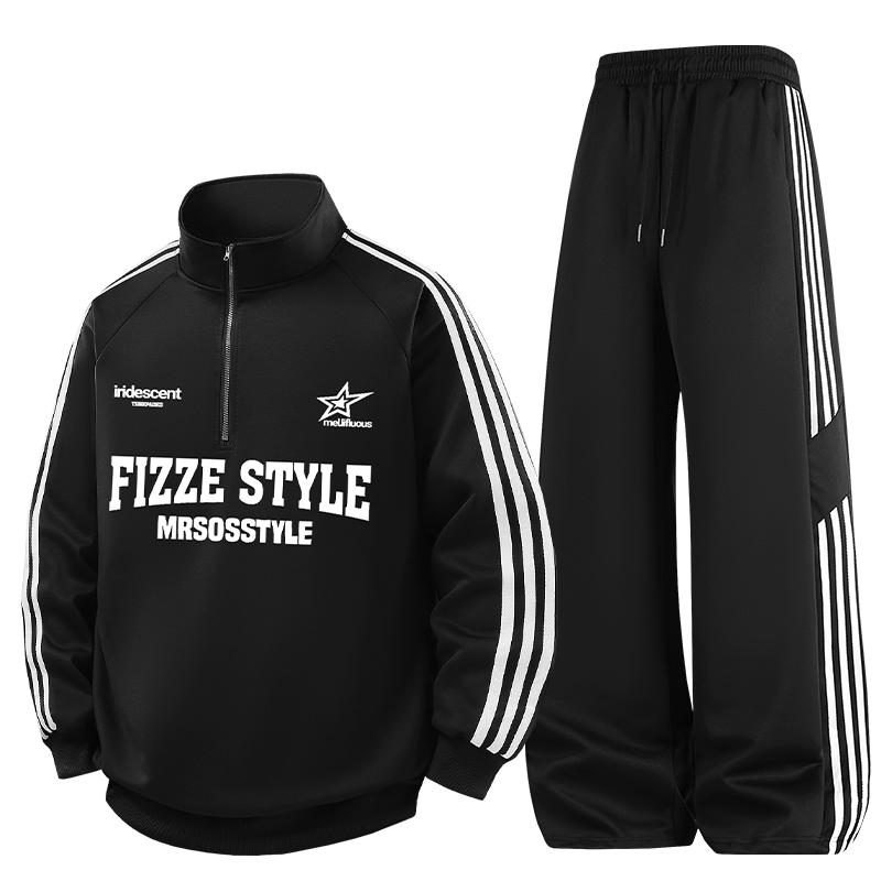 

Осенне-зимний комплект, мужской и женский спортивно-повседневный комплект, парный комплект из двух предметов M чёрный