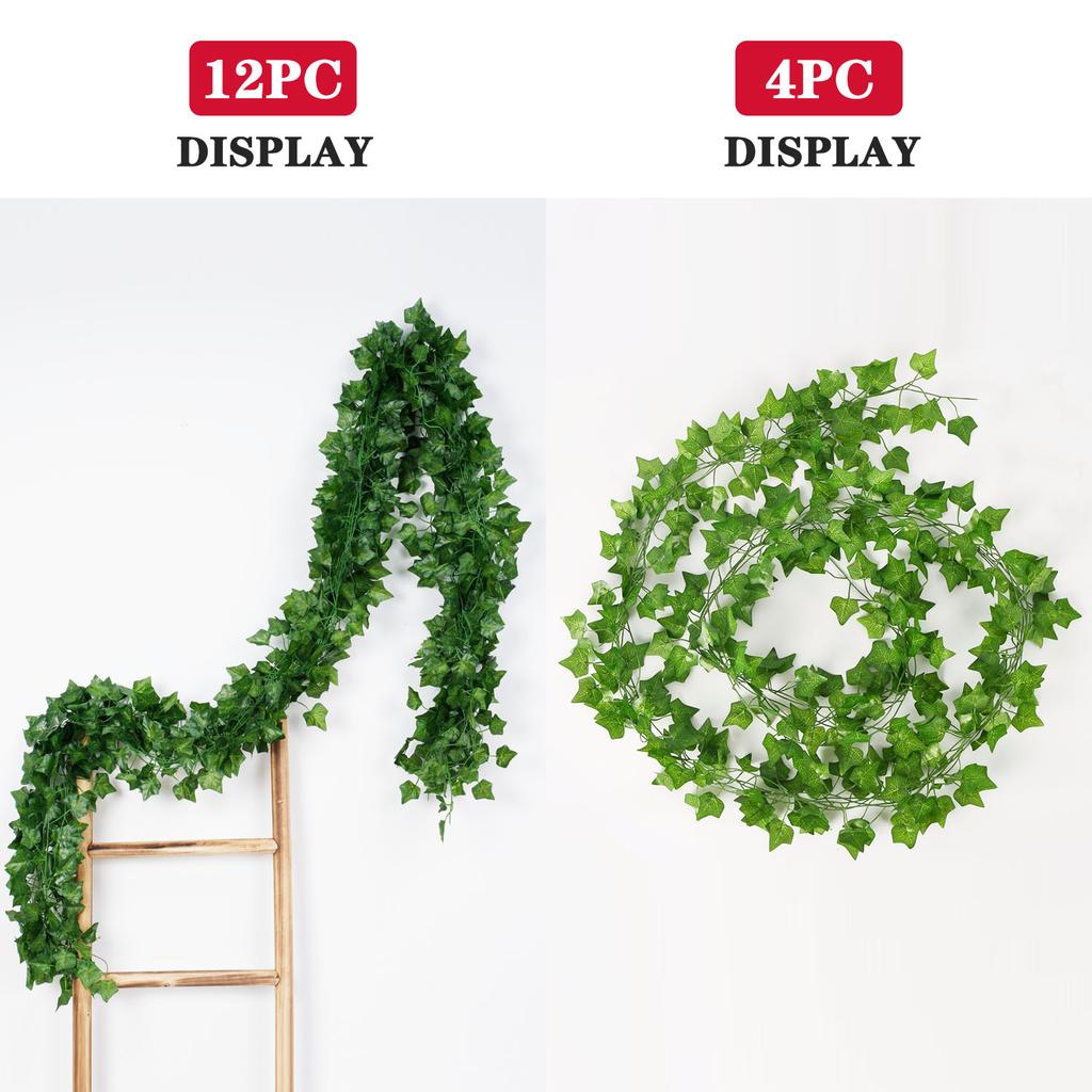 1 piece 2.1M Home Decor Artificial Ivy Leaf Garland Plants Vine Fake Foliage Flowers Creeper Green 80pcs leaf Ivy Wreath
