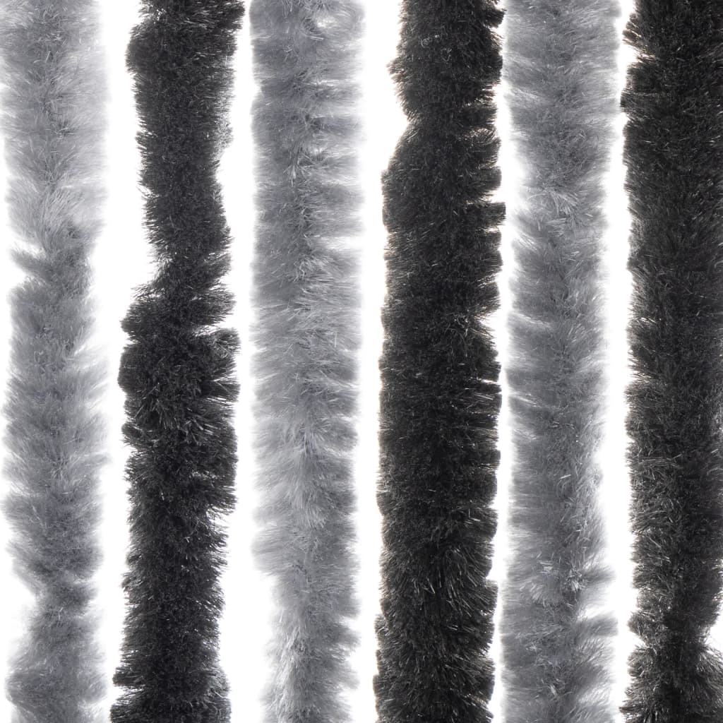 vidaXL Fliegenvorhang Grau und Schwarz 90x220 cm Chenille