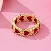 1pc Simple, Cute, Adorable European and American Style Metal Alloy Transparent Red Dripping Heart Ring, Red Heart Shaped Valentine's Day Ring