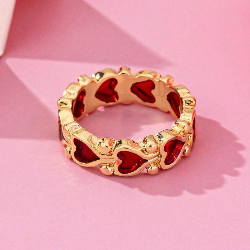 1pc Simple, Cute, Adorable European and American Style Metal Alloy Transparent Red Dripping Heart Ring, Red Heart Shaped Valentine's Day Ring