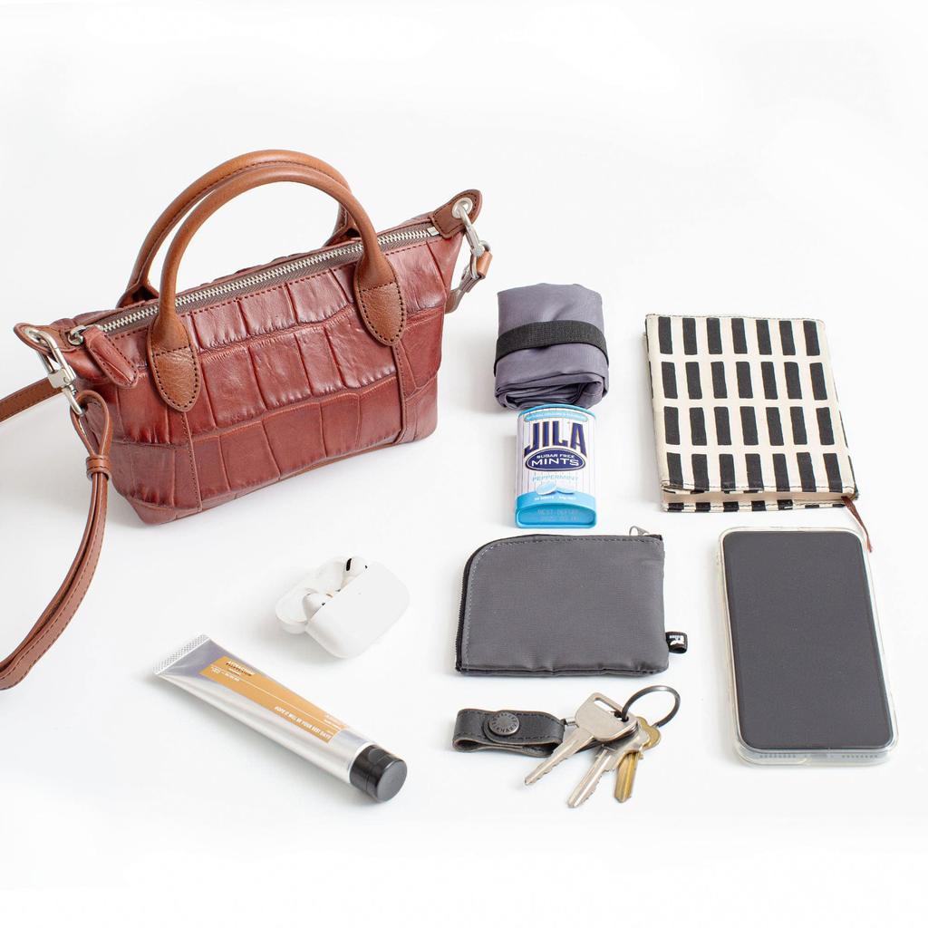 LEATHER CRAFT COMPANY Small Shoulder Bag with Semi-Matte Crocodile Leather Finish (Brown, LCR-1218M)