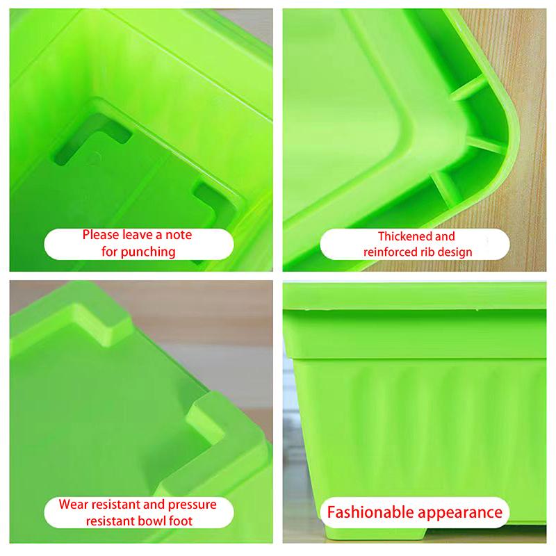 1Set Plastic Vegetable Planters Rectangular Flowerpots For Balcony Indoor Gardening Breathable Plants Pots Garden Tools
