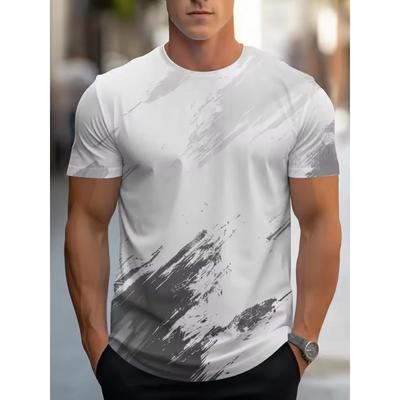 Sommer Herren Personalisierte Linie 3D Muster Kurzarm Rundhals T-Shirt Modische Herren Tops Geeignet Outdoor Walking