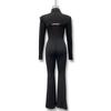 2025 Autumn European & American High-Neck Solid Color Slim-Fit Hollowed-Out Jumpsuit Set