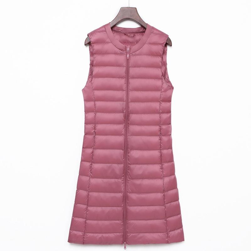 Gilet Imbottito Leggero da Donna Autunno Inverno Senza Collo Girocollo Sottogiacca Taglia Grande Lunghezza Media