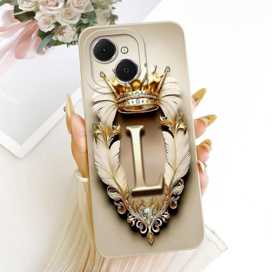 Fashion Crown Letter Couple Phone Case For Tecno Spark 40C 40 Soft Silicone Cases For Tecno Spark40 Spark40C 4G Covers Bumpers