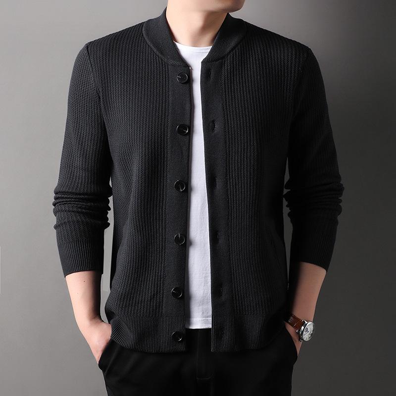 Men's Trendy Wool Knit Cardigan – Single-Breasted, Long Sleeve, Autumn/Winter Fashion Sweater