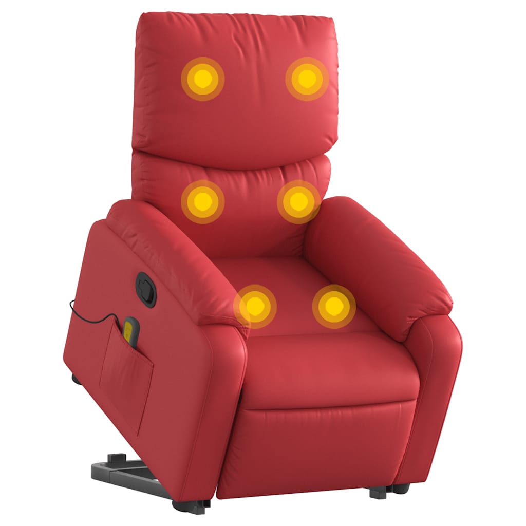 Vidaxl Lift Recliner Massage Chair, Reclining, Red, Eco-leather