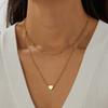 Gold Plated Layered Heart Pendant Beaded Chain Necklace
