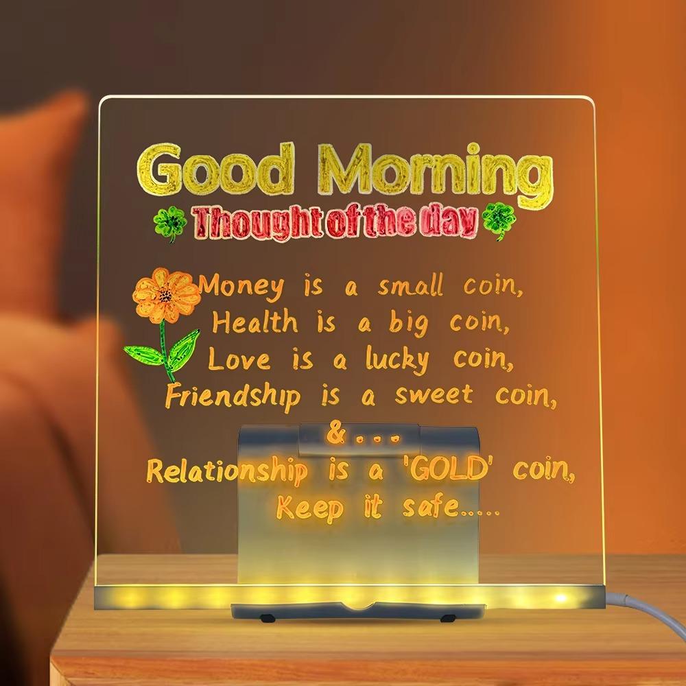 LED Note Board DIY Acrylic Message Board Children‘s Drawing Board With Night Light Colorful Pens Kids Persent Birthday Gift