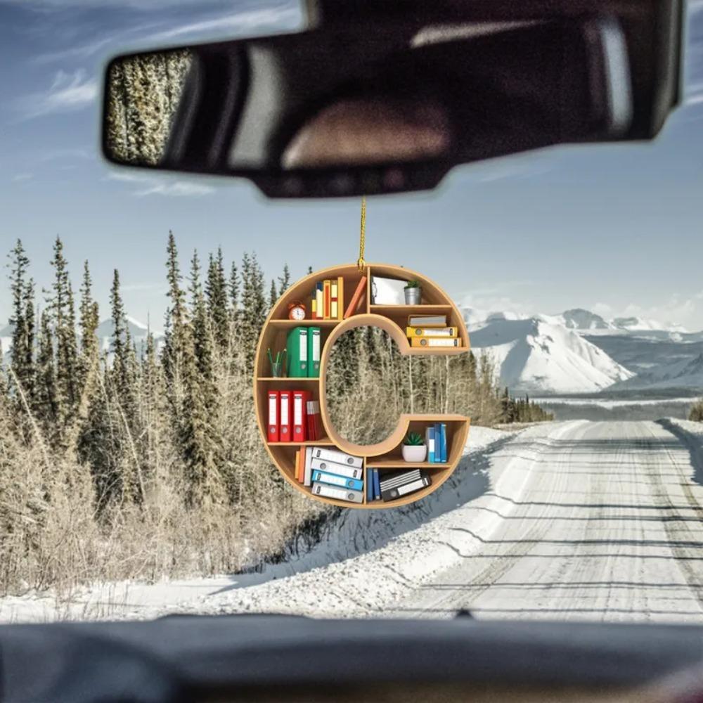 Personalized 26 Letter Bookshelf Pendant Acrylic Hanging Ornament Christmas Tree Decoration  Couple