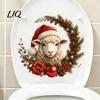 Bathroom Renovation Decor Christmas Sheep Toilet Stickers, Self-Adhesive Lamb Lid Decals, Waterproof Holiday Seat Xmas for Tank Tile Home Decoration