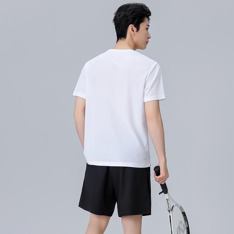 Li Ning Logo Print Round Neck Drop Shoulder Loose Short Sleeve Elastic Waist Shorts Casual Sports Set Men sets AHSU977-2+AAPU225-1