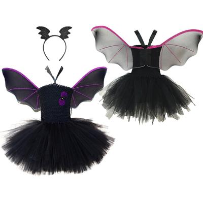 Mädchen Vampirfledermaus Kostüm Ausgefallen Verkleiden Für Kinder Halloween Cosplay Party Magisches Kleid Mit Flügeln Stirnband