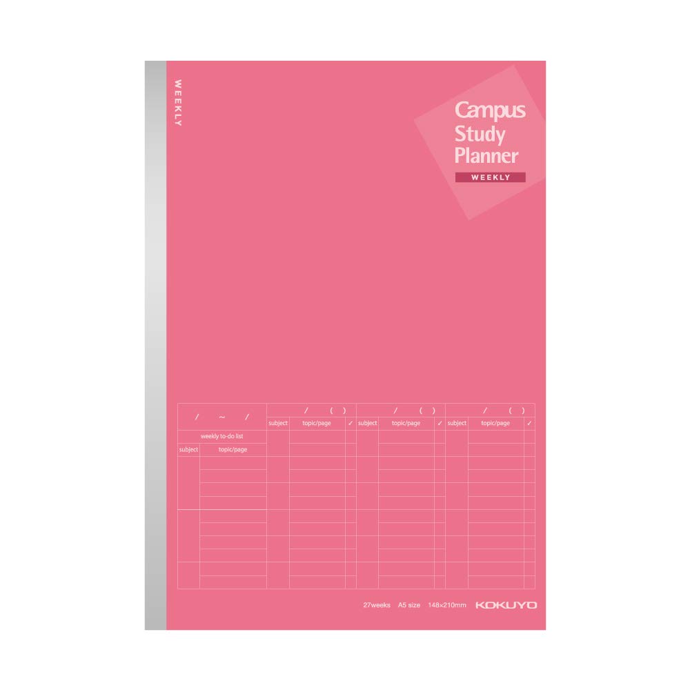 KOKUYO Campus Study Planner Weekly Layout Notebook, A5, Pink, No-Y82MW-RP