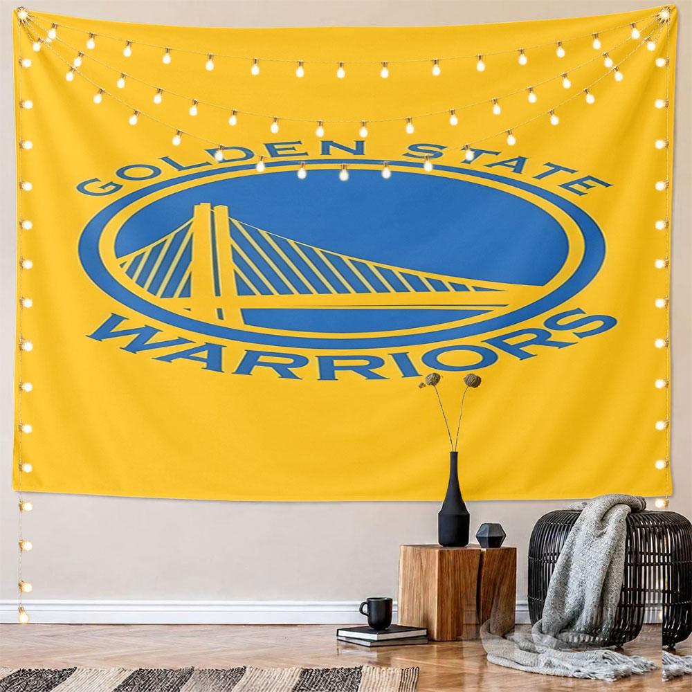 Golden State Warriors Logo Tapestry Pattern Wall Hanging Tapestry Decorative Tapestry Home Decor for Bedroom and Living Room
