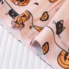 Halloweenské pyžamové soupravy pro ženy knoflíkové s krátkým rukávem 2dílné noční prádlo dýňový potisk košile a šortky pyžamo souprava na doma