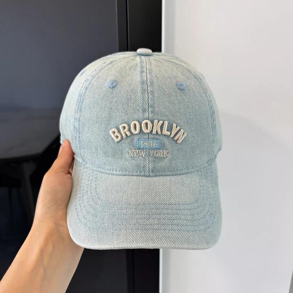 Vintage Washed Denim Letter Embroidered Baseball Cap Children's Versatile Wide Brim Sunshade Sunscreen Hat Tide