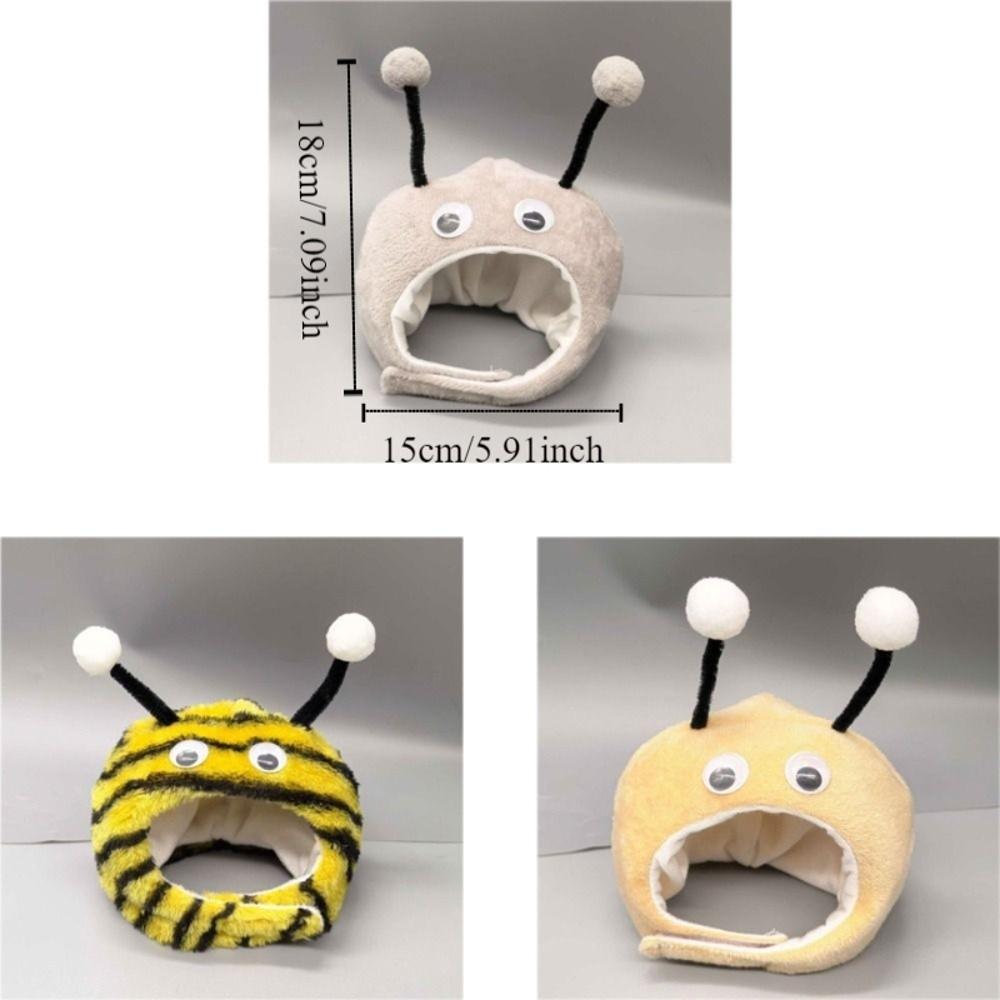 Funny Warm Cat Bee Headdress Adjustable Cartoon Pet Cosplay Hat with Active Eyes Dog Head Cover Winter